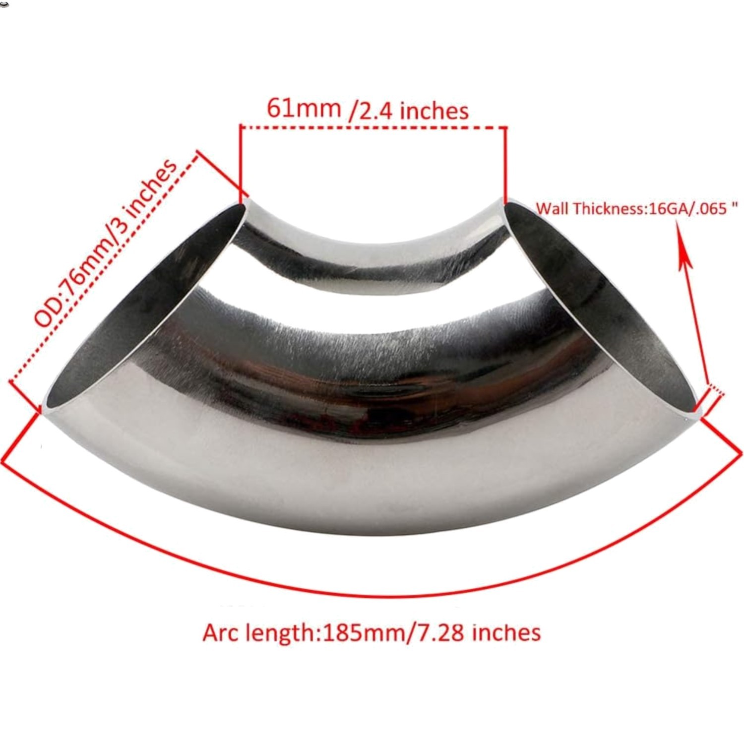 3 Inch Stainless Steel Exhaust Elbow 90° Mandrel Bend Elbow – Thickness 16GA/…