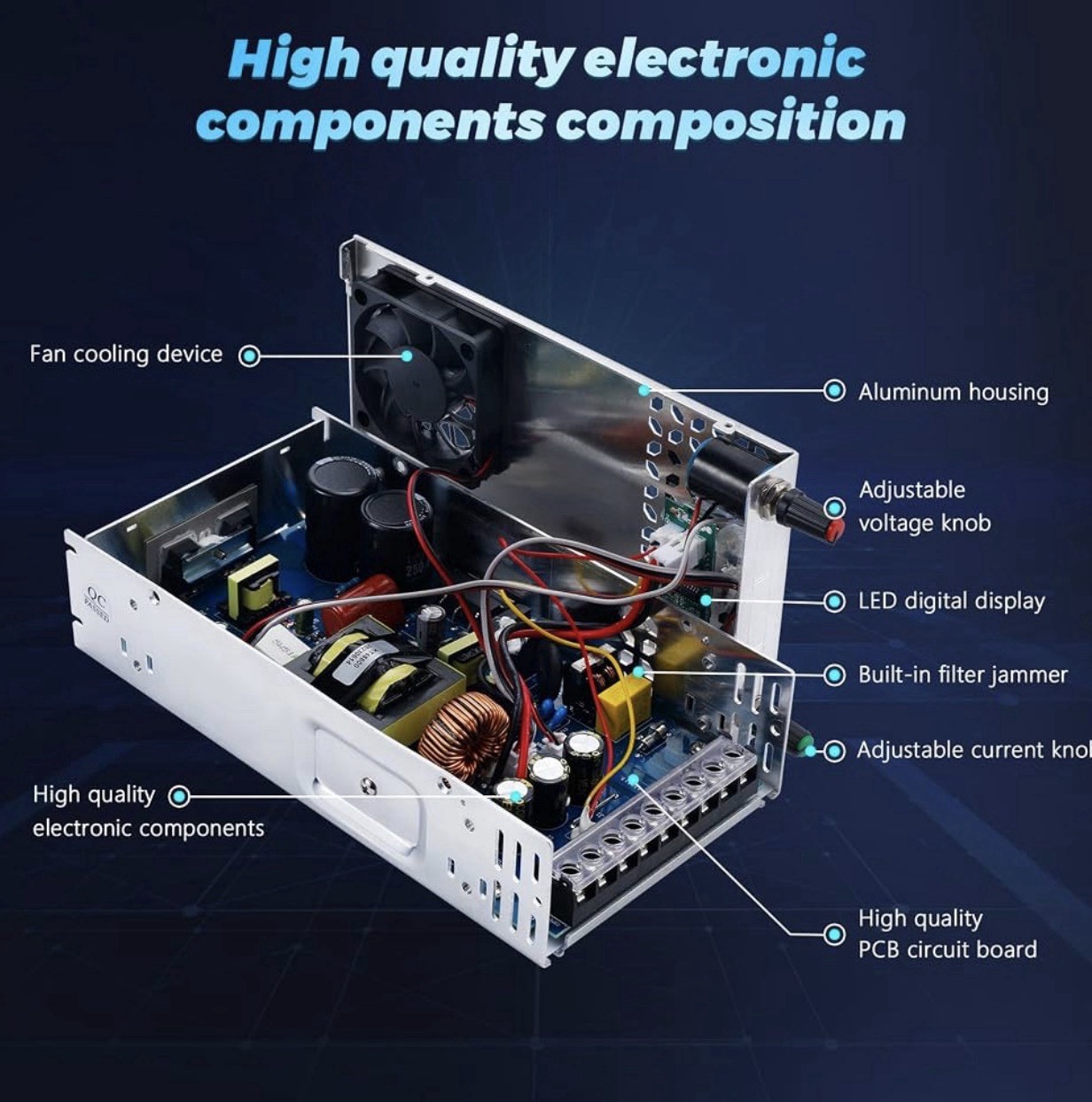 24V Adjustable DC Switching Power Supply 600W AC 110V/220V-DC 0-24V Converter