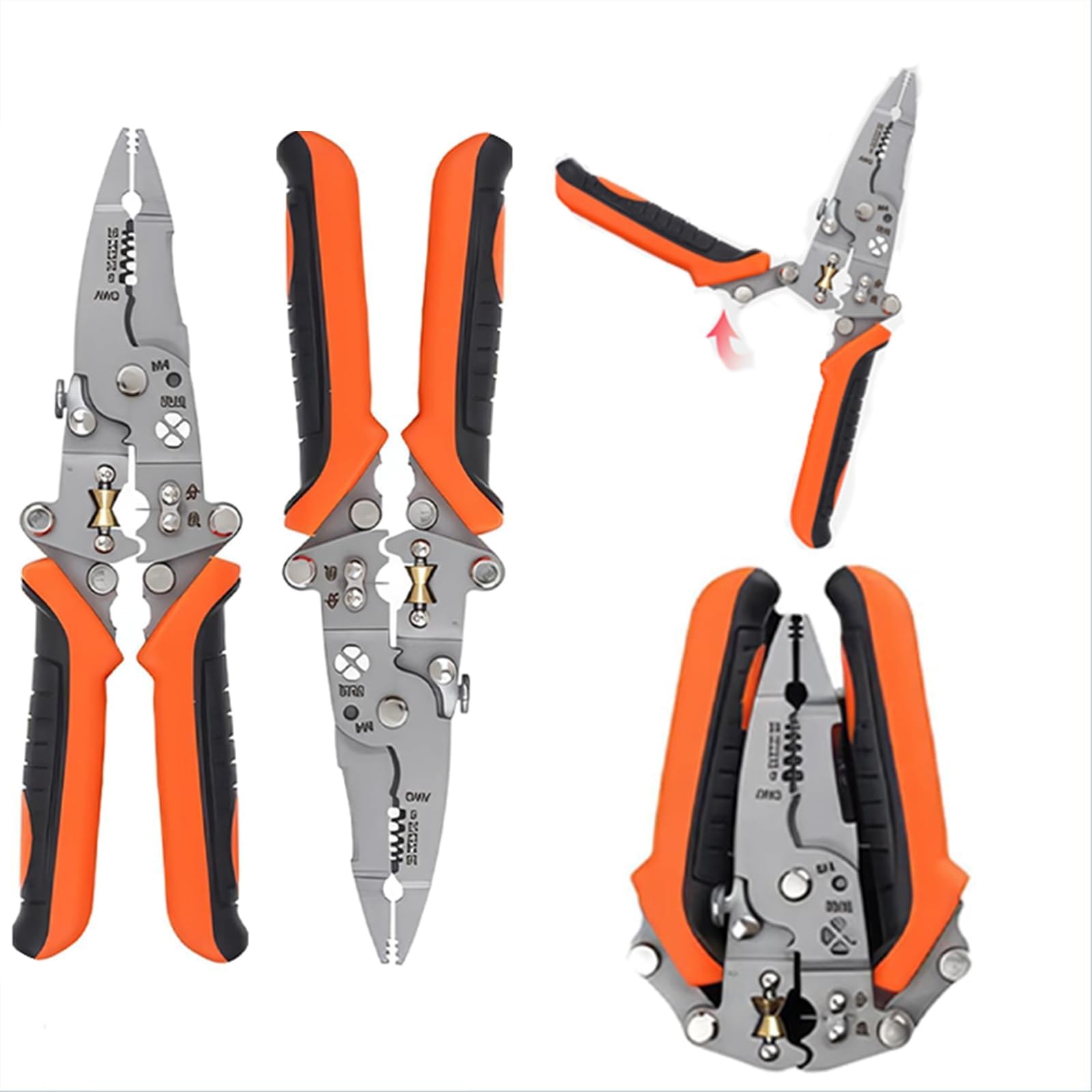 2 PCS 12 In 1 Multifunctional Wire Stripper Twister Foldable Crimping Pliers
