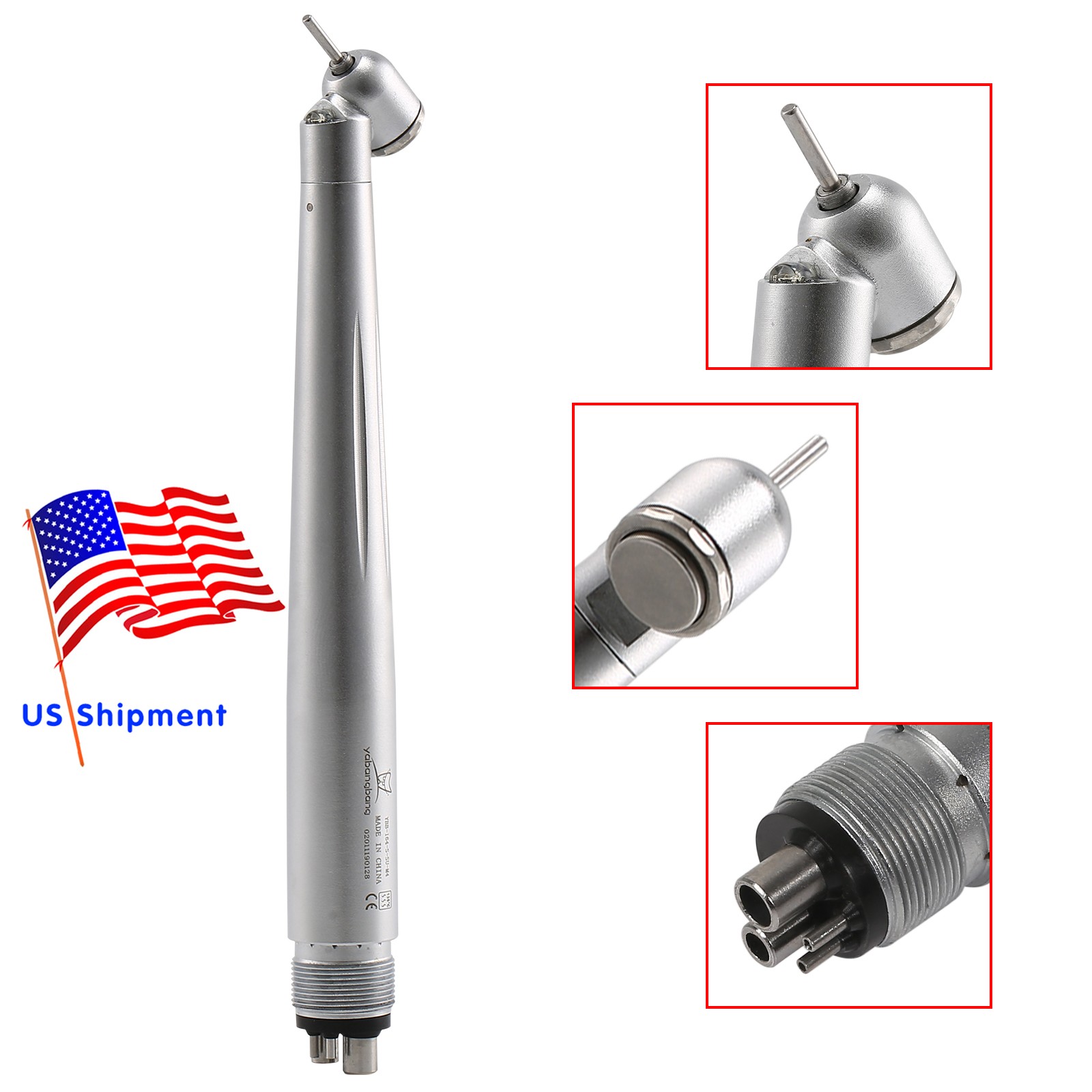 Dental 45 Degree Surgical High Speed Handpiece LED E-generator Push Button 4Hole