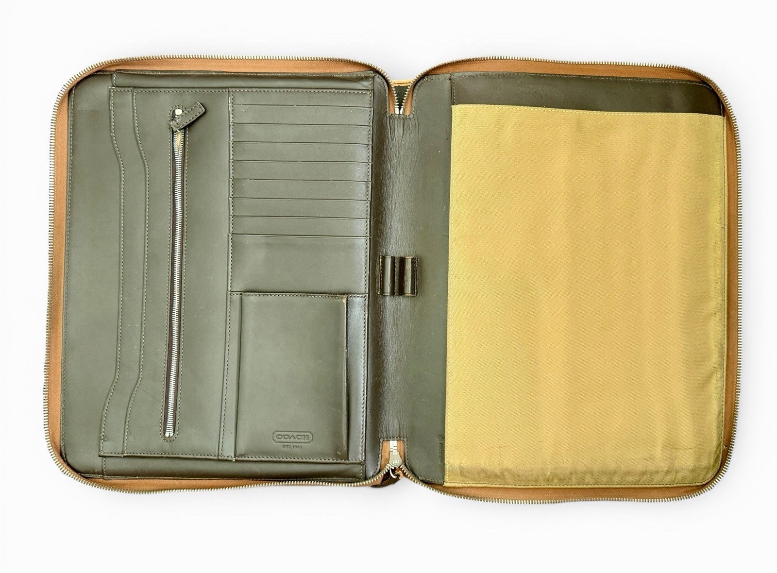 Vintage Coach Leather Bi-fold Zipped Business Portfolio Organizer 11x13in