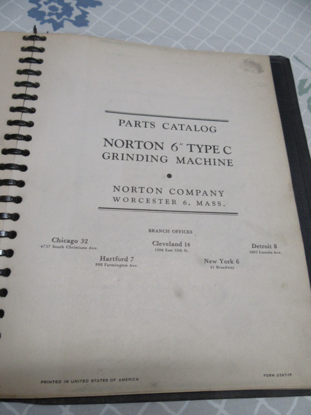 NORTON MACHINES 6″and 10″ Type C Grinding Machines, Vintage Parts Catalog 1946