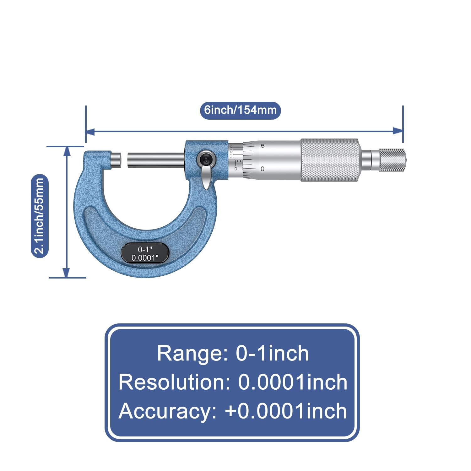 HDLNKAK Dial Caliper 0.001″ Micrometer 0.001″ Stainless Ruler 0-6″ 0-1″ Toolkit