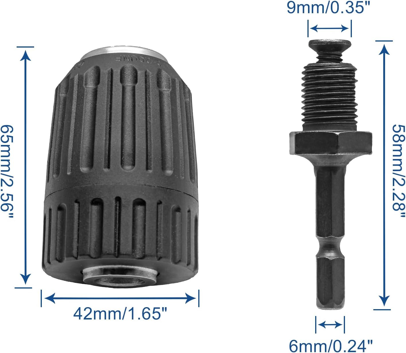 1/2″ Keyless Drill Chuck Adapter 2.0-13Mm, 1/4-Inch Hex Shank Drill Chuck Adapte