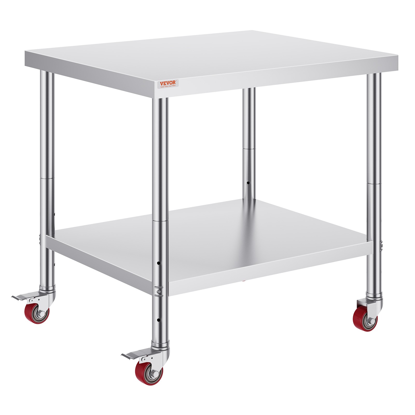 VEVOR Stainless Steel Work Table Commercial Prep Table 36×30 Inch With 4 Casters