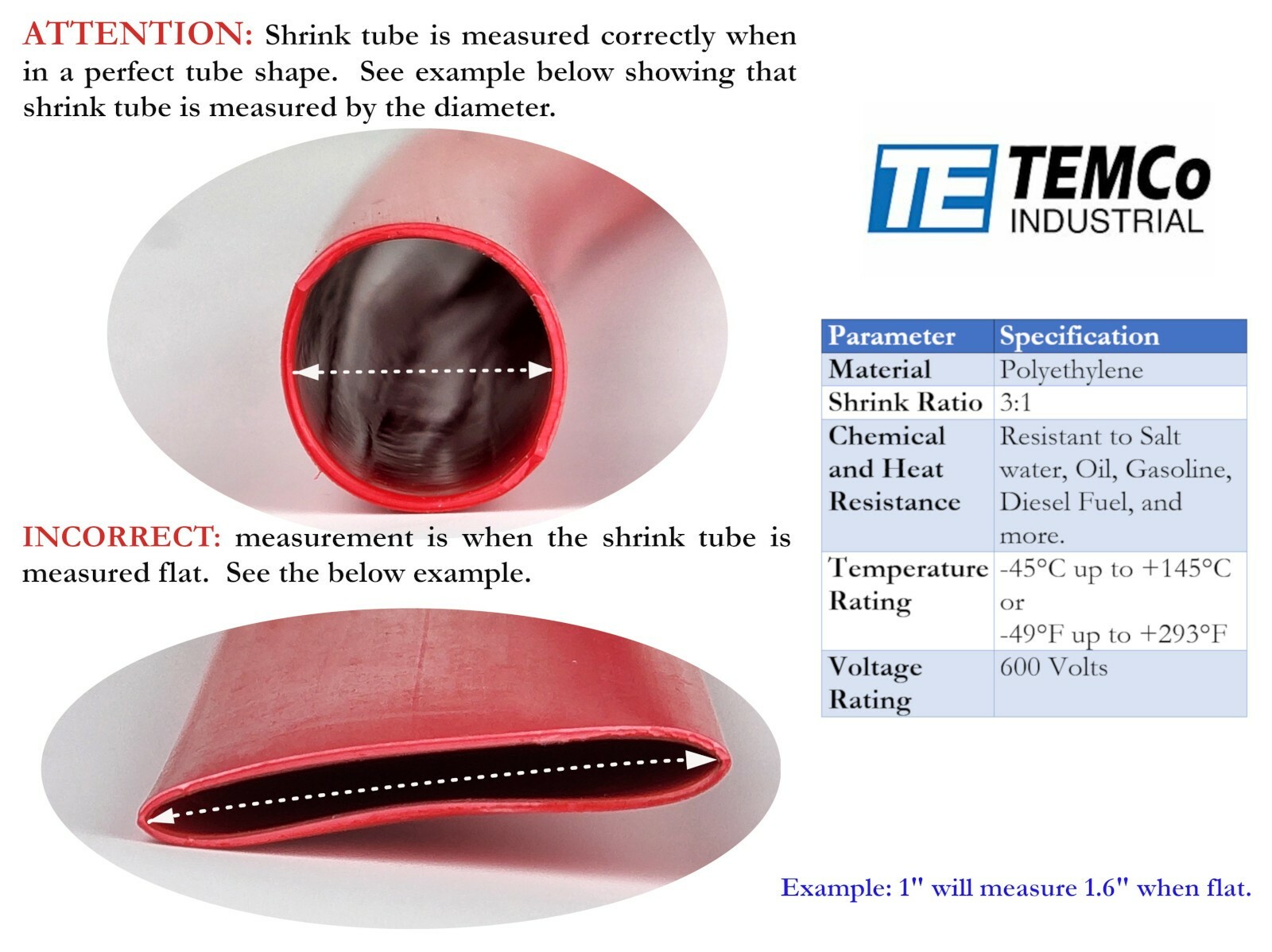 TEMCo 3/4″ Marine Heat Shrink Tube 3:1 Adhesive Glue Lined 4 ft RED