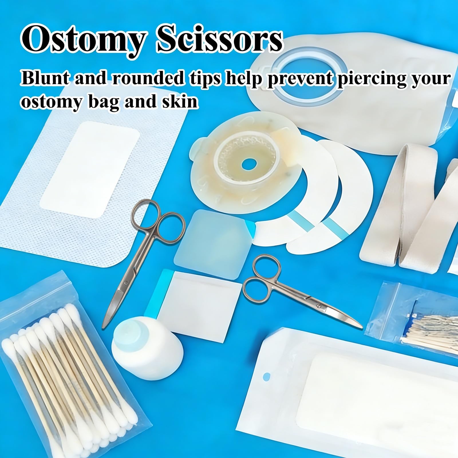 2 Pack Premium Ostomy Scissors, Curved Blunt-Tip Medical Scissors Sliver a