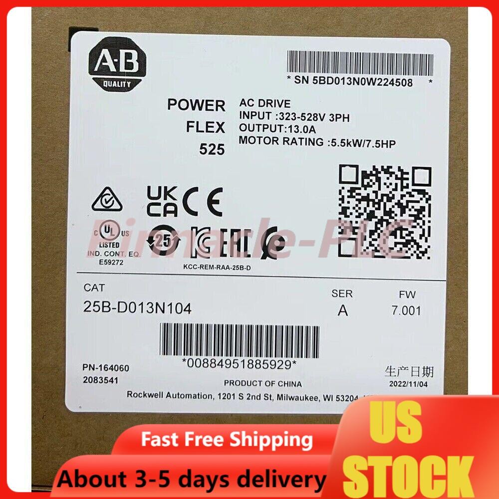2022 Allen-Bradley PowerFlex 525 AB 25B-D013N104 AC Drive US Free Tax