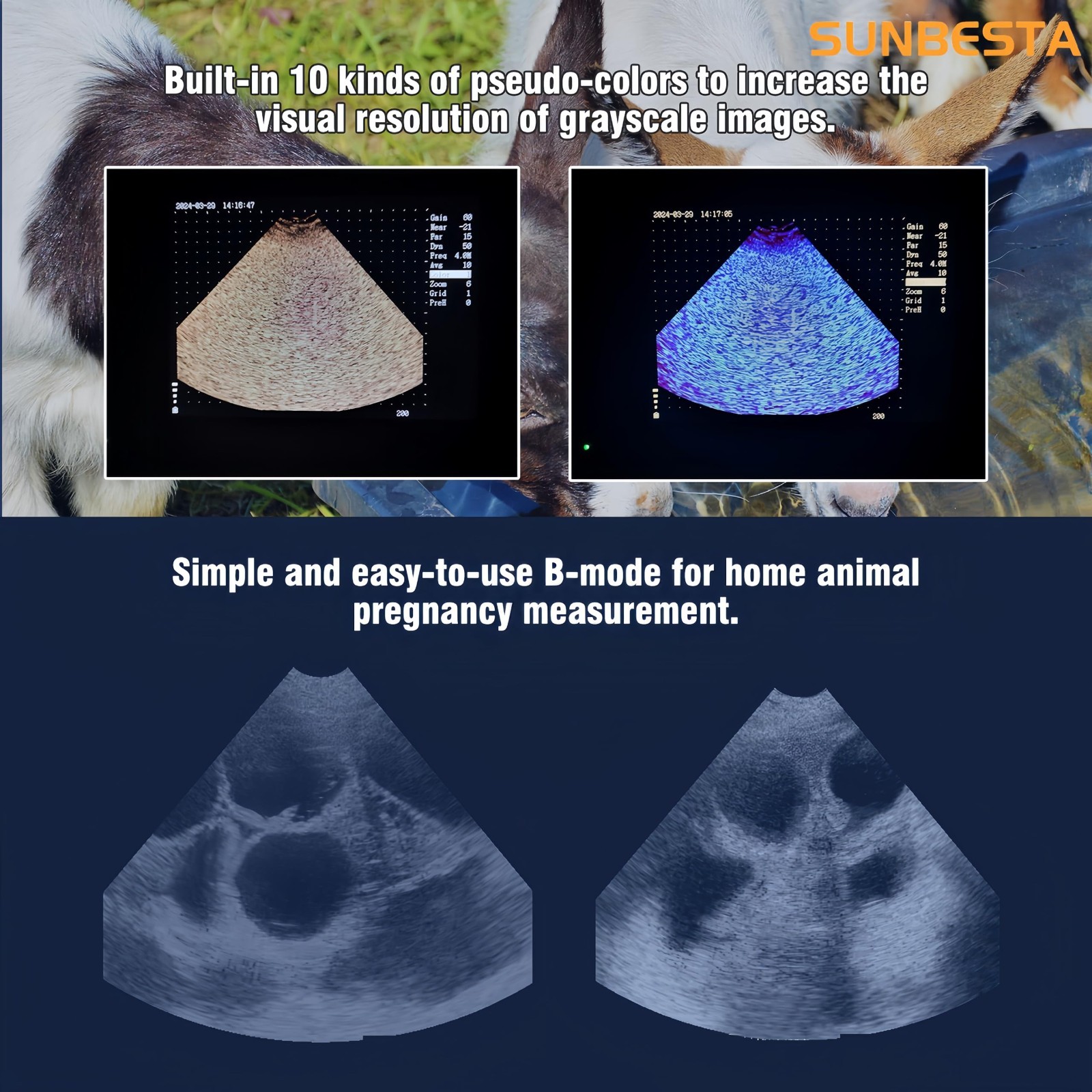Vet Ultrasound Machine for Pregnancy 3.5Mhz Convex Probe for Dog,Cat,Goat,Pig