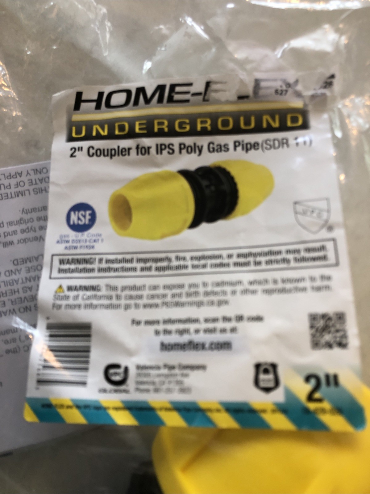 HOME-FLEX 2 in. IPS DR 11 Underground Yellow Poly Gas Pipe Coupler (18-429-020)