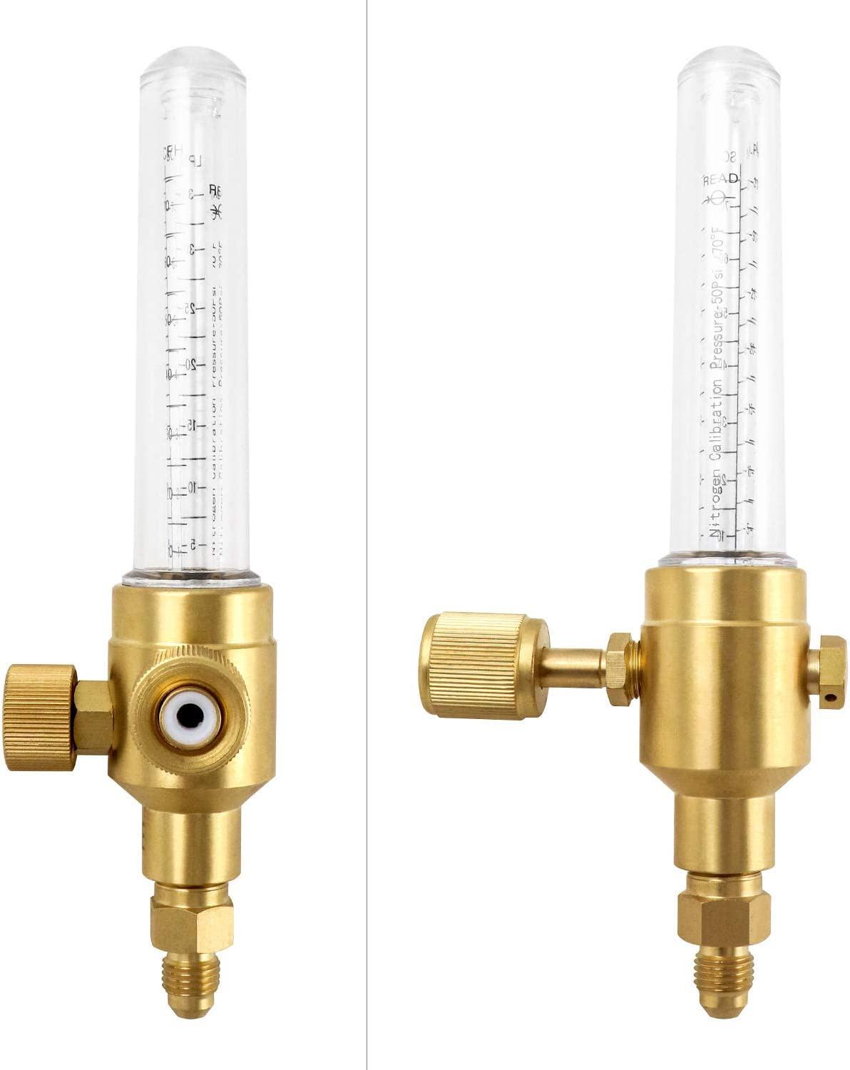 1/4in Flare Nitrogen Flow Indicator 1/4 FxM Brazing Purge Gauge 3-4 CFH HVAC Kit