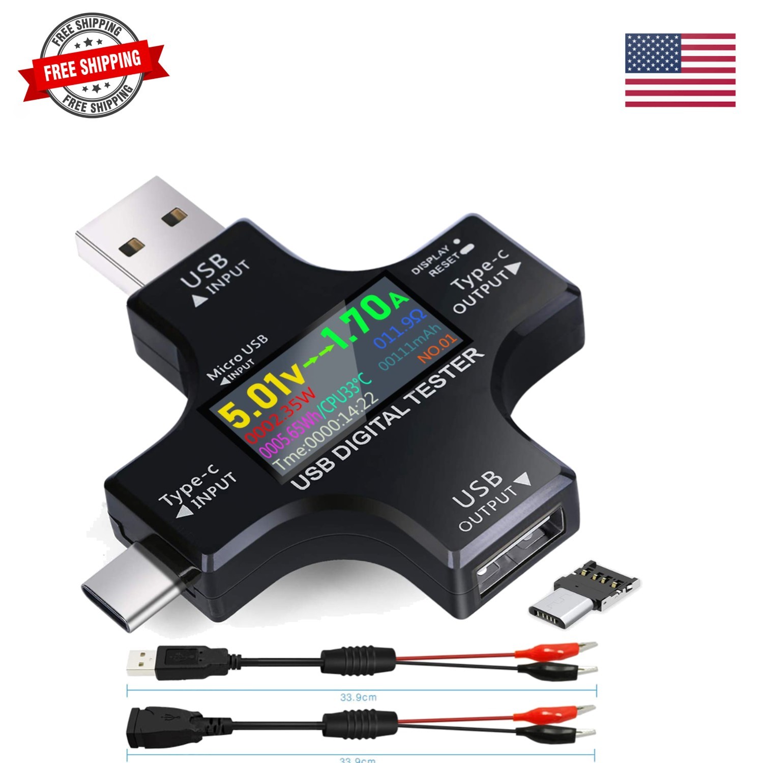 USB C Tester, 2 in 1 Tester Color Screen IPS Digital Multimeter2024,Voltage,C…