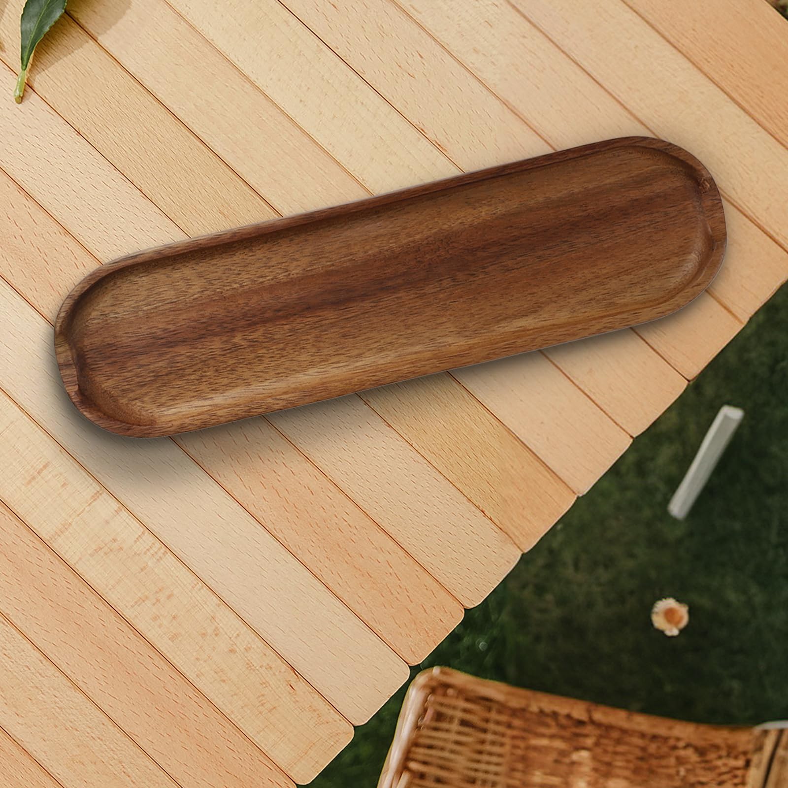 PKRFCJ Wooden Tray Brown Pen Tray, Wood Desk Accessories, Minimalist