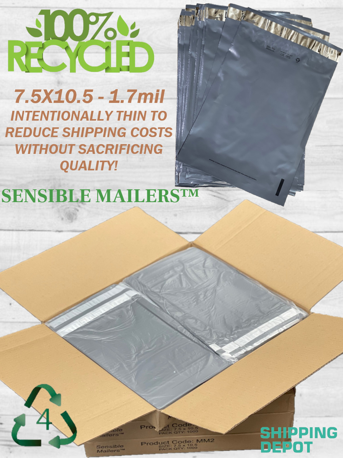 Fully Recycled Poly Mailers Earth Friendly Shipping Bags – Sensible Mailers