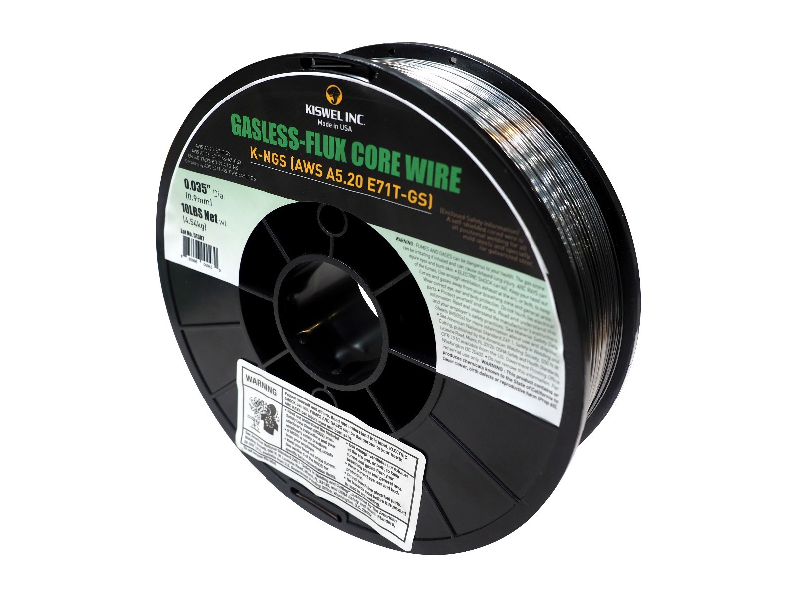 (Made in USA) Kiswel E71T-GS .035 in. Dia 10lb. Gasless-Flux Core Welding wire