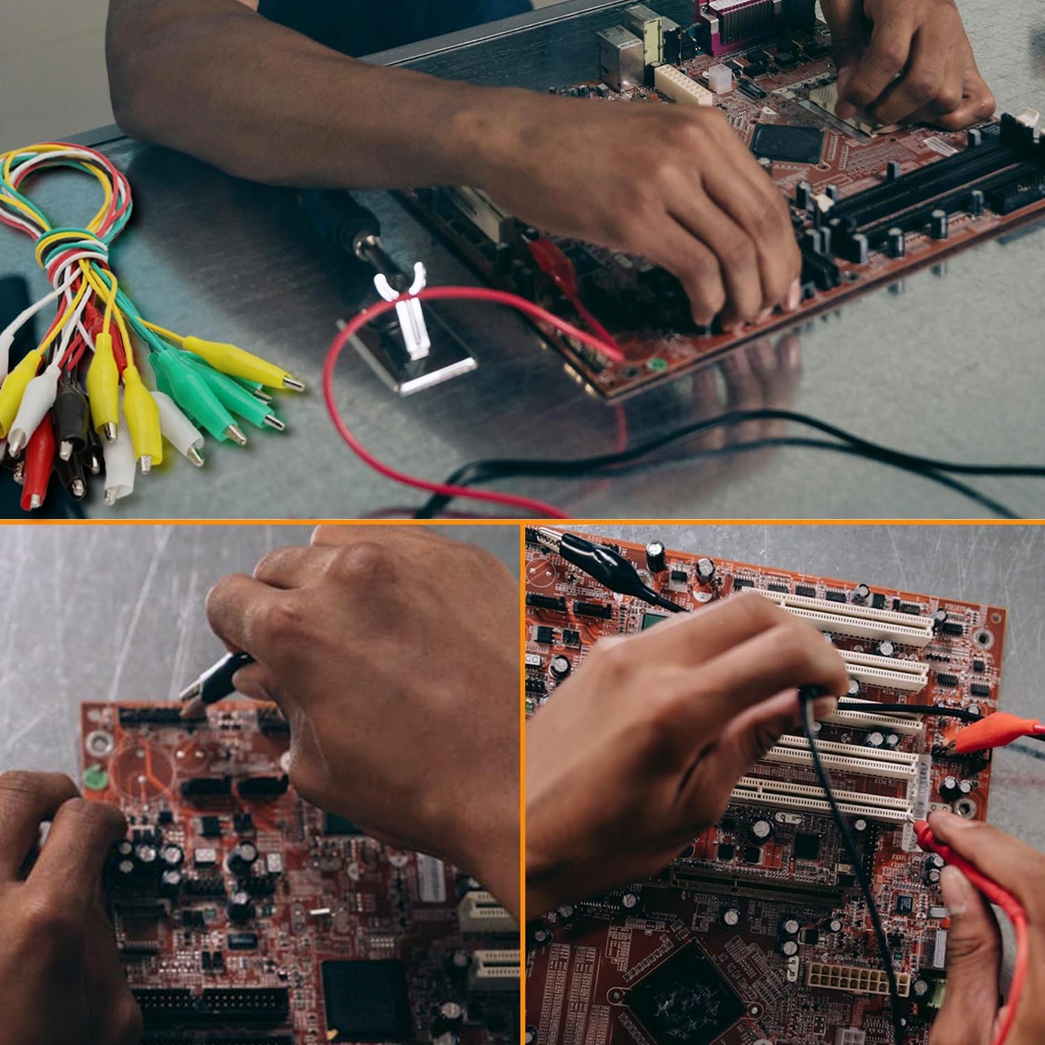 Durable 10PCS Leads with 5 Colorful Crocodile Clips for Circuit Connection