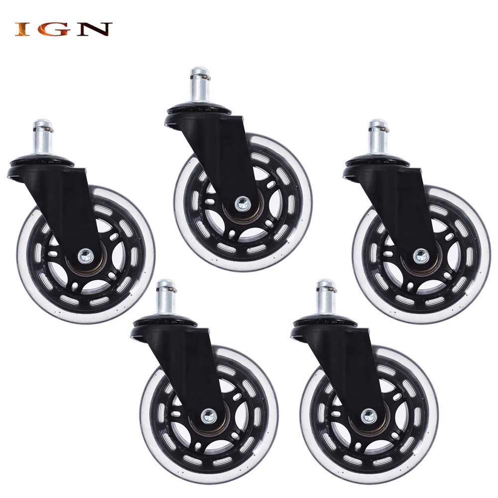 5 Pack 3 Inch Office Chair Caster Swivel Wheels Replacement Heavy Duty Low-Noise