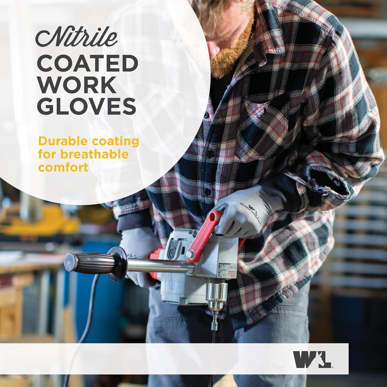 Wells Lamont Pack Nitrile Work Gloves | Lightweight, Abrasion Resistant, Blue/Gr