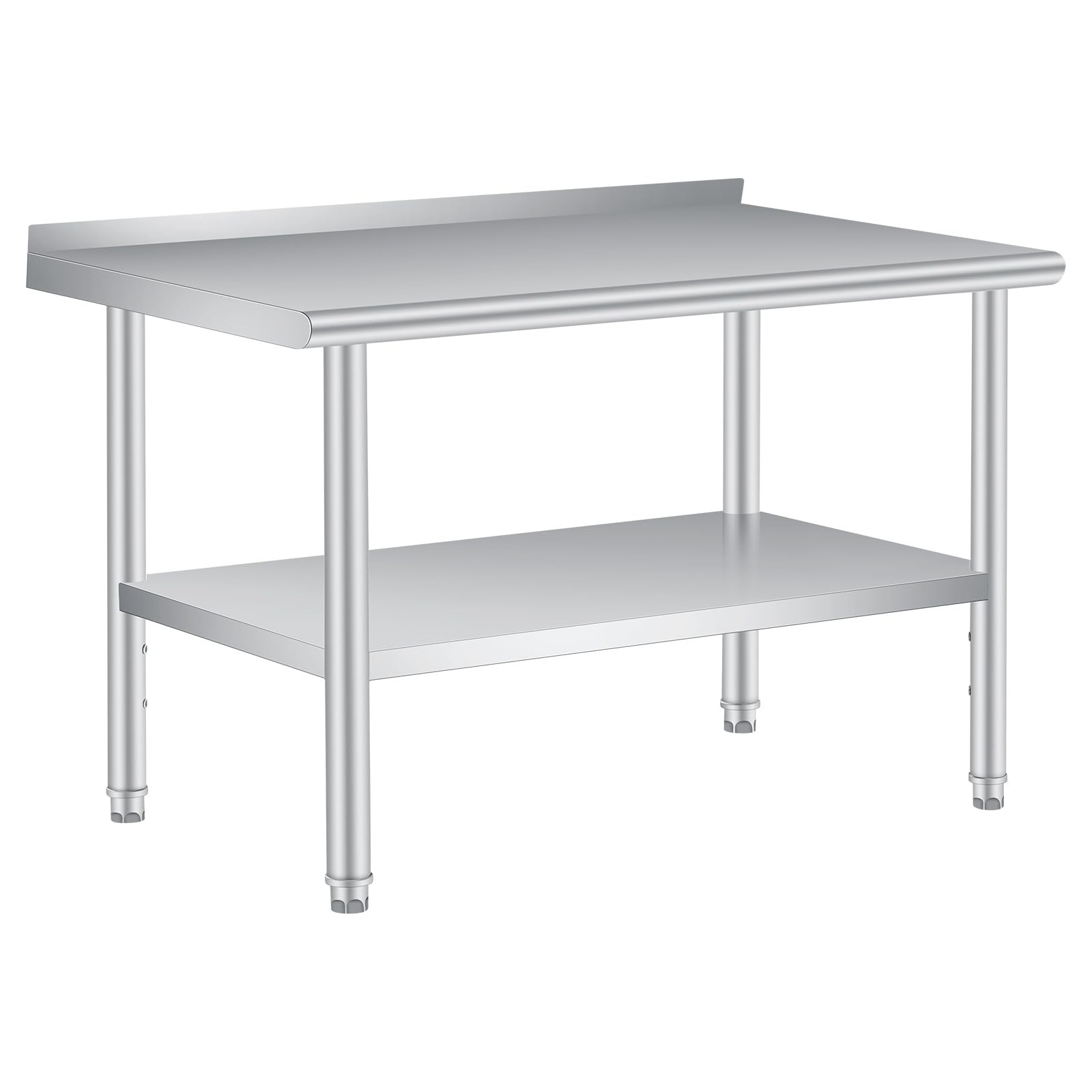 Stainless Steel Work Table w/Backsplash Heavy Duty Commercial Kitchen Prep Table