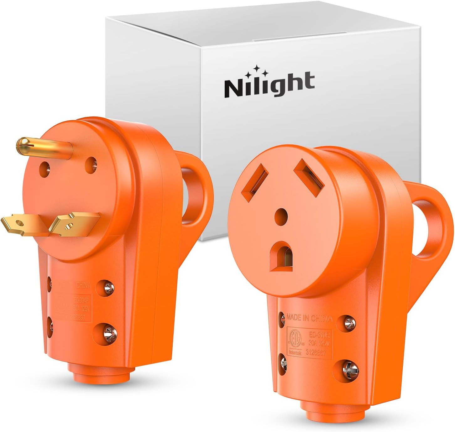 30 Amp RV Male and Female Plugset TT-30P Plug TT-30R Receptable 125 Volt Heavy D
