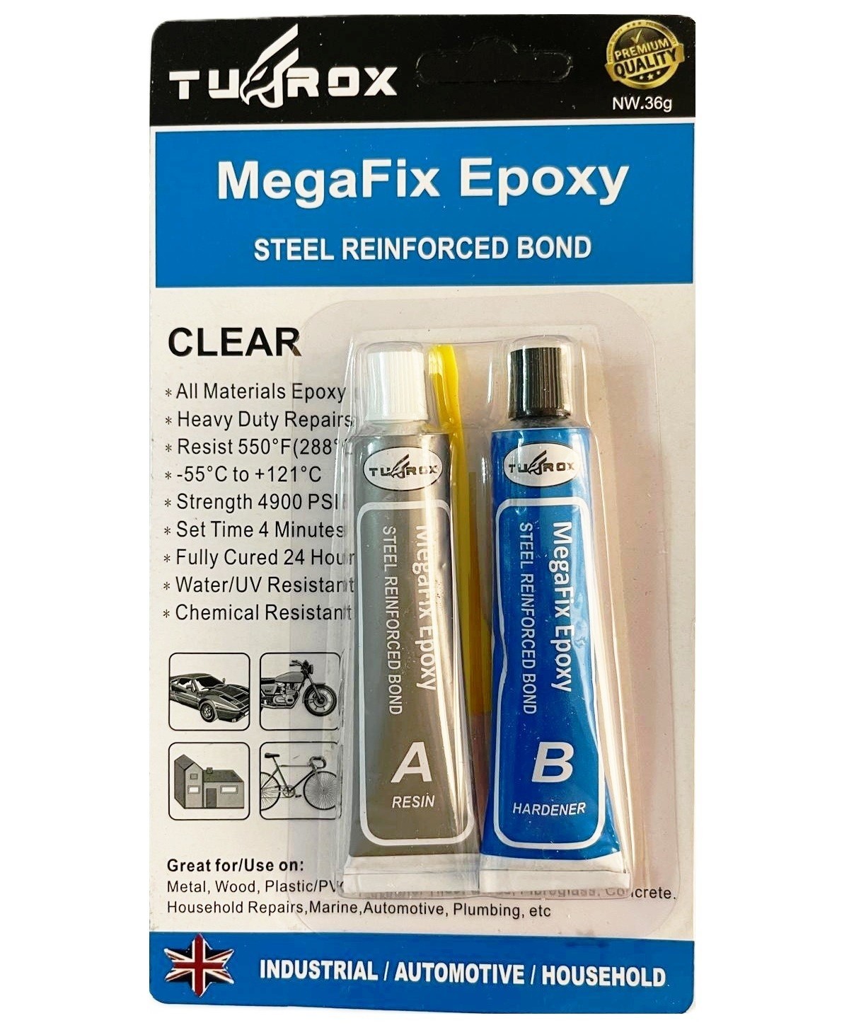 Epoxy Glue Resin Strong Adhesive Kit Hardener Bonds Metal Plastic Wood Glass PVC