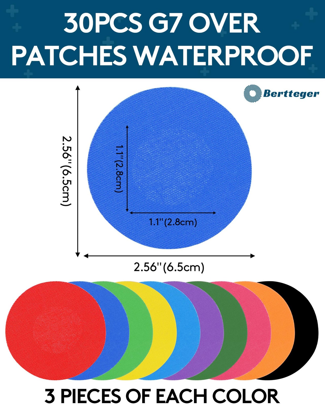 30pcs Adhesive Patches, G7 Over Patches Waterproof, 30 Count/Pack, Multicolor