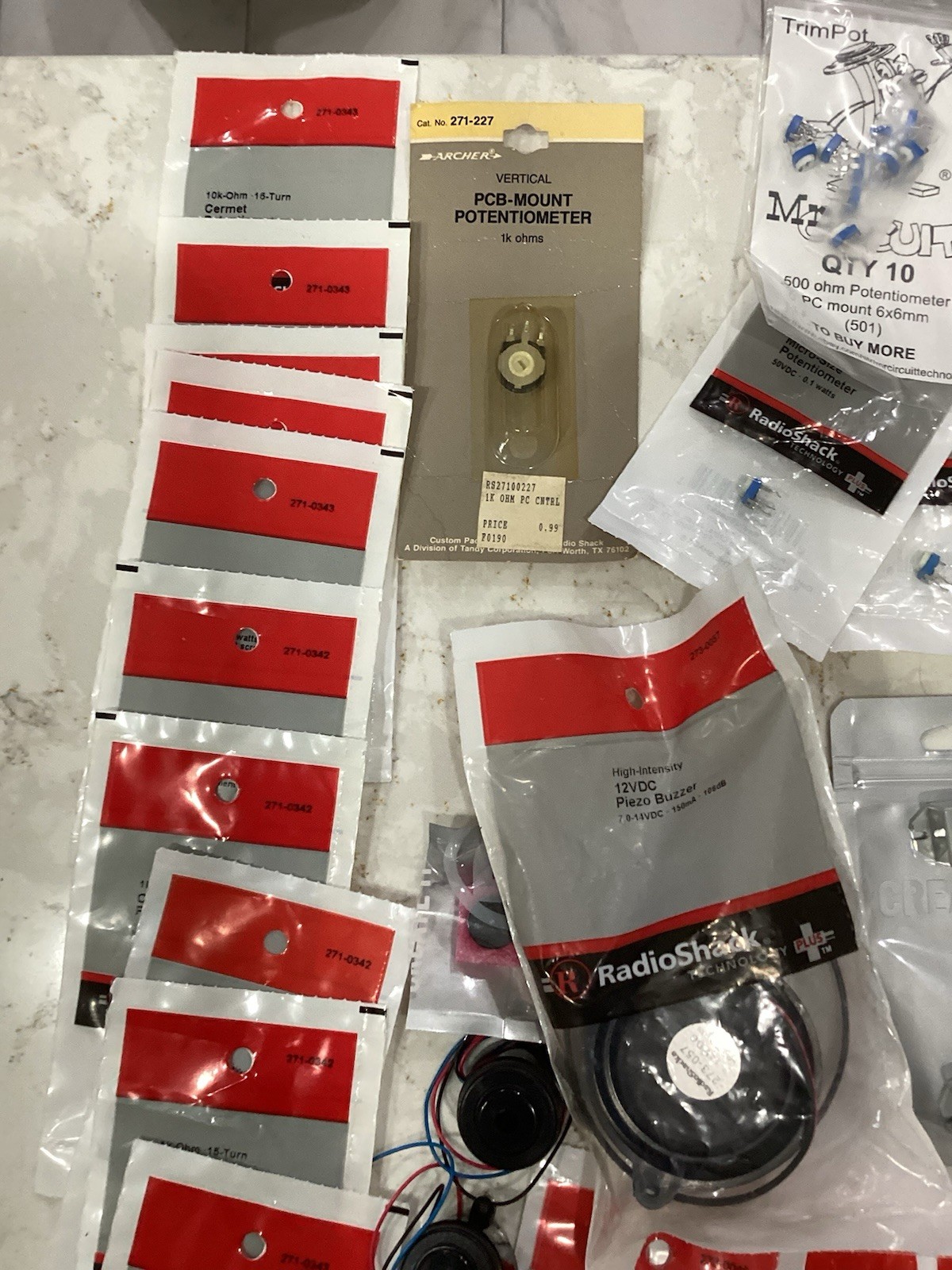 Potentiometer Relays Motor Speakers Piezo Buzzer Lot Radio shack NOS