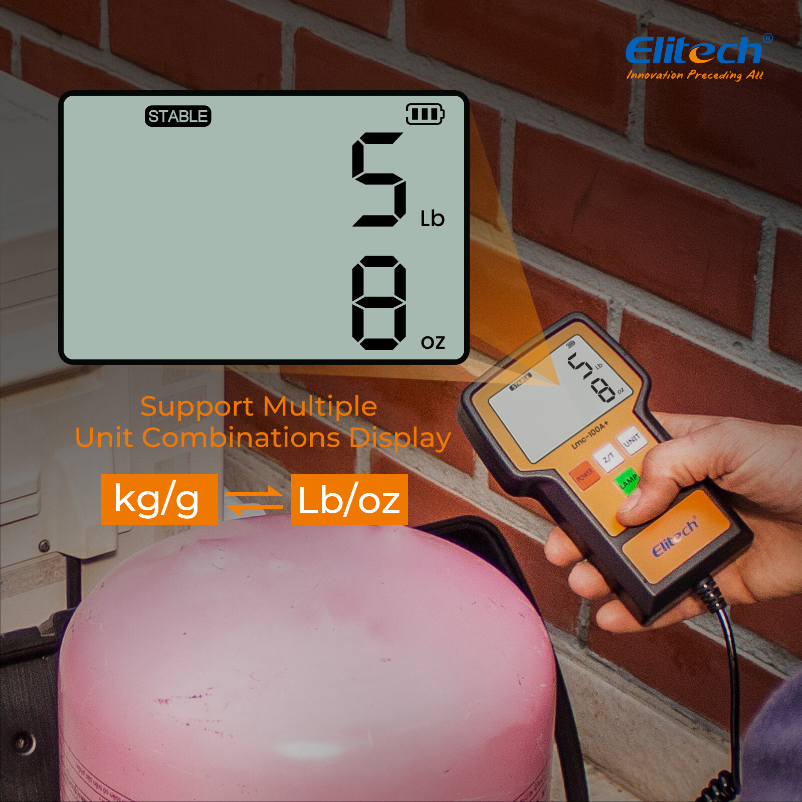 Elitech Refrigerant Charging Scale 220LBS HVAC Freon Recovery Scale LMC-100A+