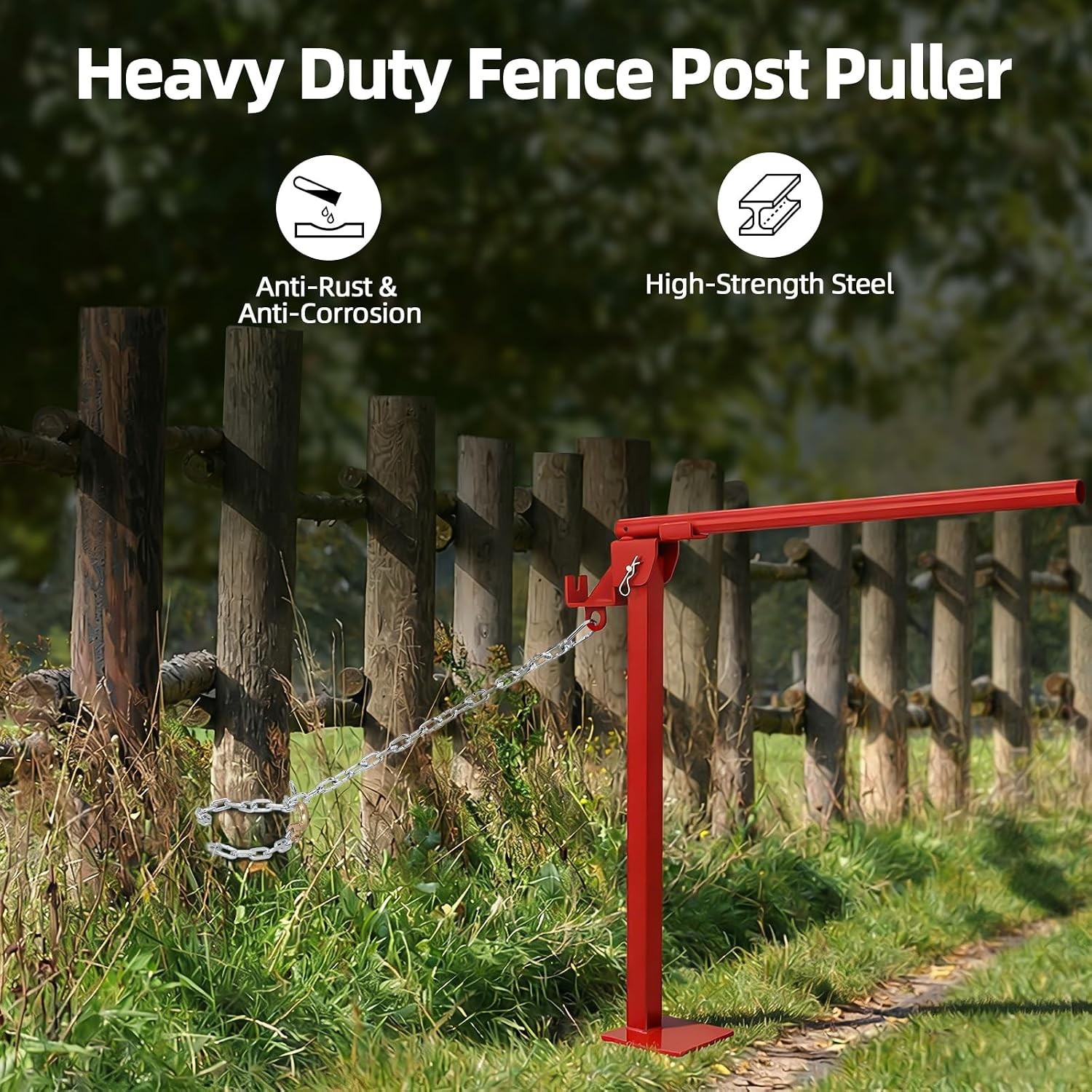 Fencing T-Post Puller – Easily Removes Studded Fence T-Posts & More– All Steel