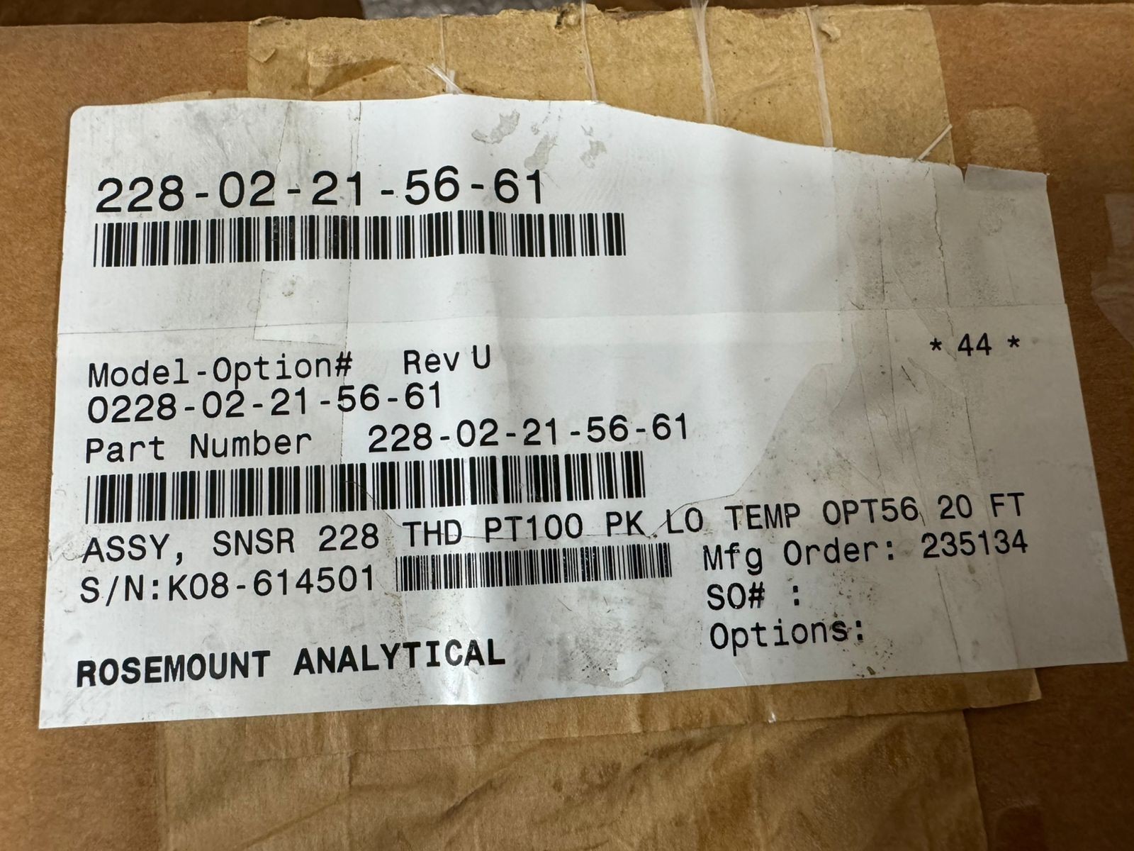 Rosemount / Toroidal Conductivity Sensor / 228-02-21-56-61 / 295psig – 2135kPa