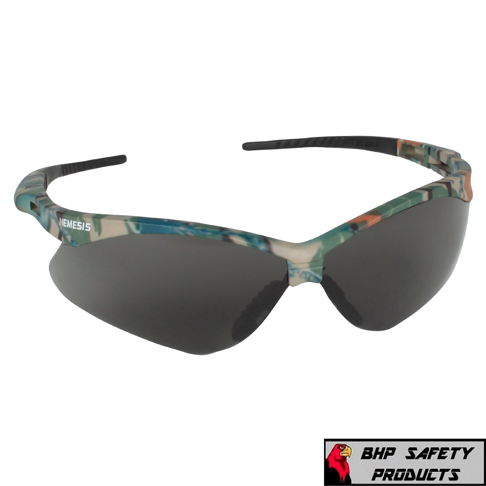 (6 PAIR) KLEENGUARD NEMESIS SAFETY GLASSES CAMO FRAME SMOKE ANTI-FOG LENS 22609