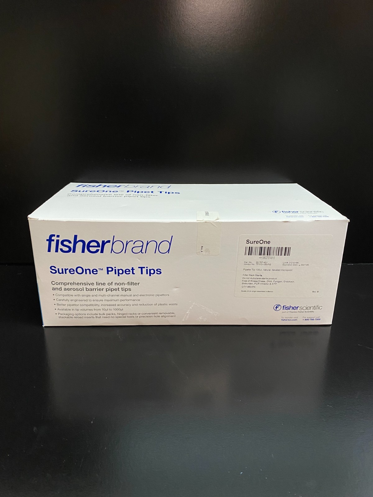 Fisherbrand Cat No 02-707-431 SureOne 100 uL Beveled Micropoint Pipette Tips