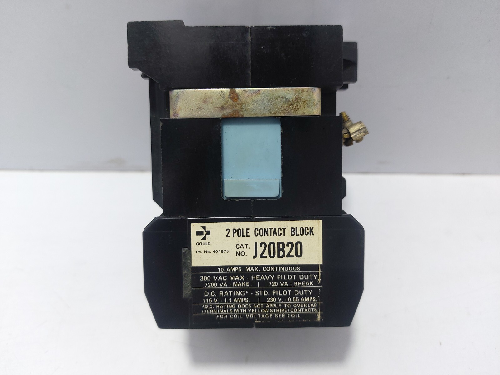 Gould J20B20 2 Pole Contact Block 10 Amps Max Continuous Volts AC.MAX. 300
