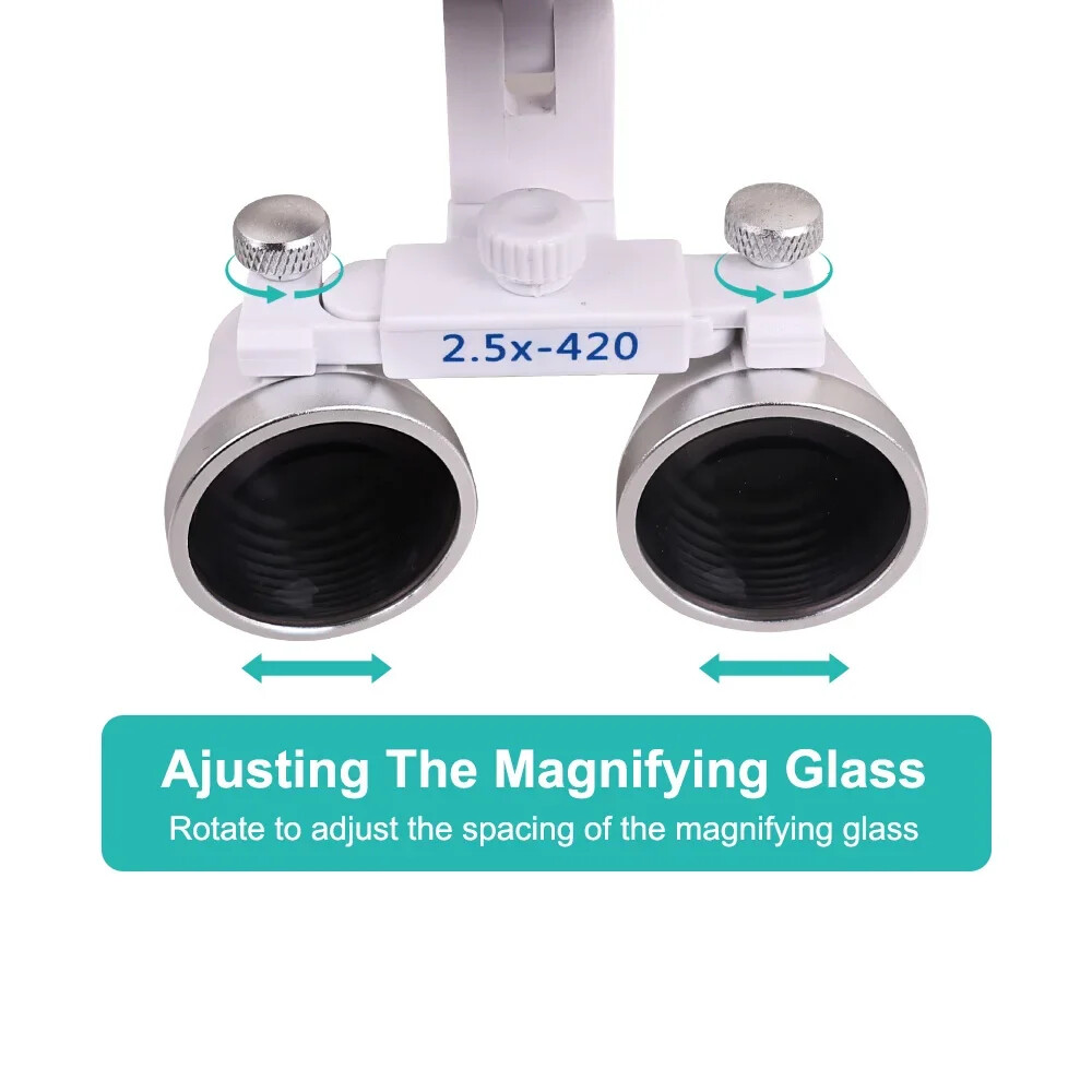 Dental Binocular Magnifier Loupes 2.5x/3.5x w/Headlight Spot Ajustable w/5W LED