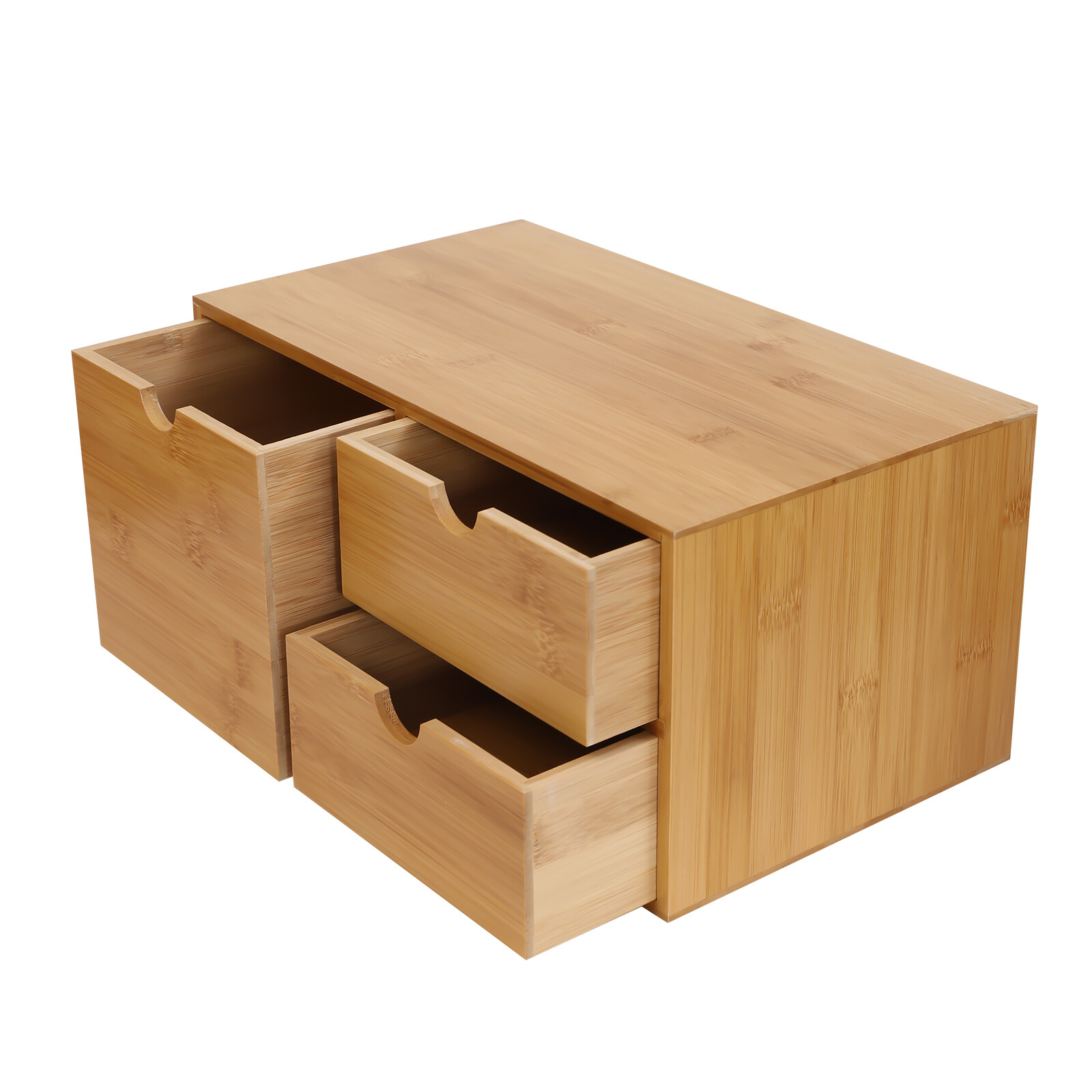 Bamboo Desk Organizer Drawer Tabletop Storage Organization Box Home
