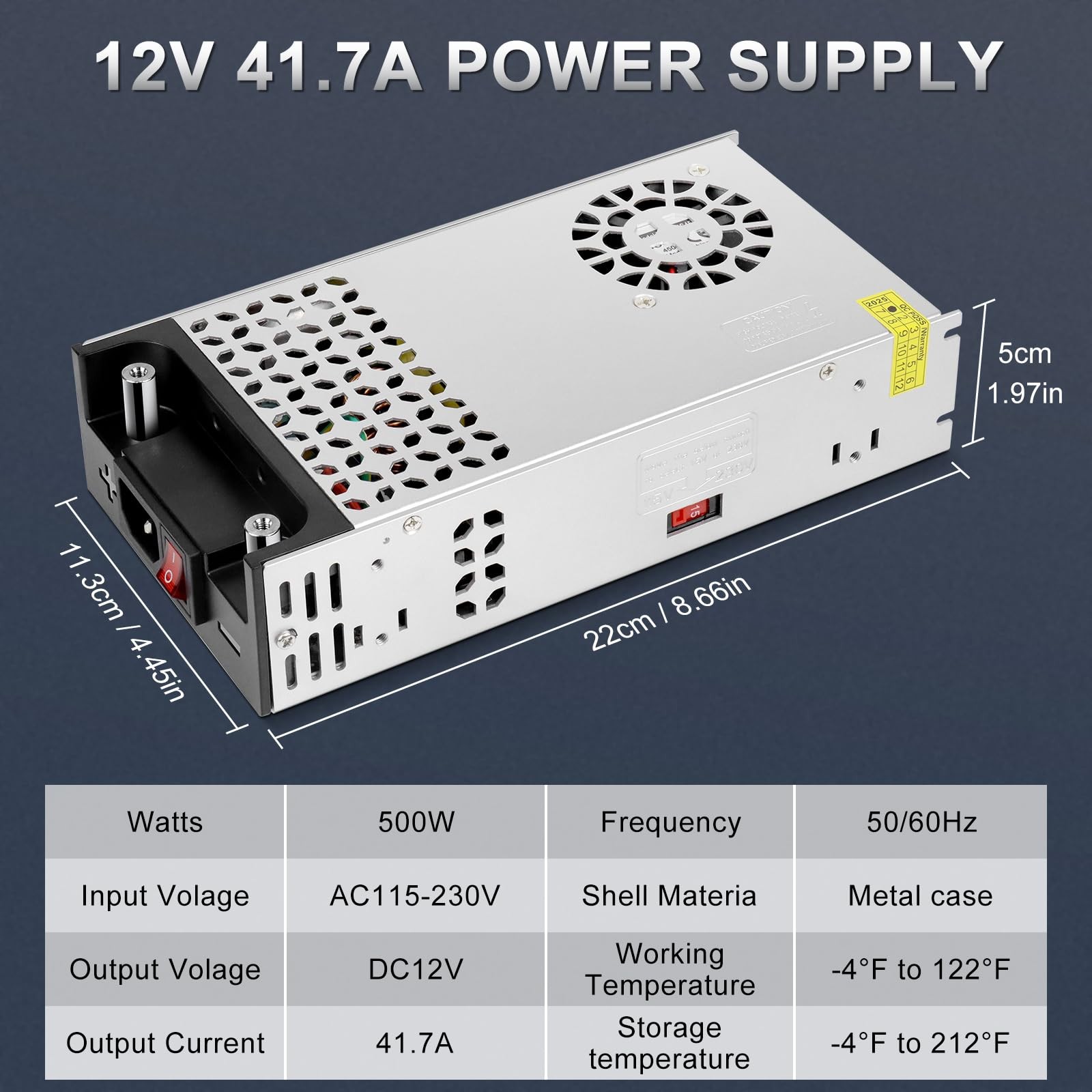 12V 500W New Version AC to DC Converter, 120V to 12V Power Supply, Switching …