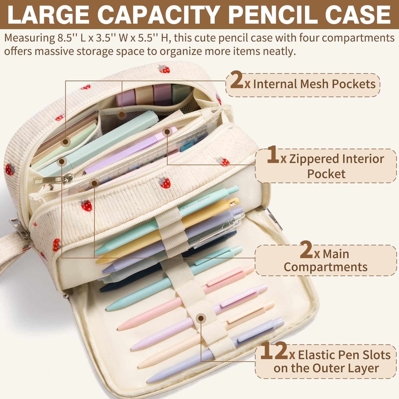 62 PCS Aesthetic School Supplies Preppy Stationary Set Pencil Case Pastel