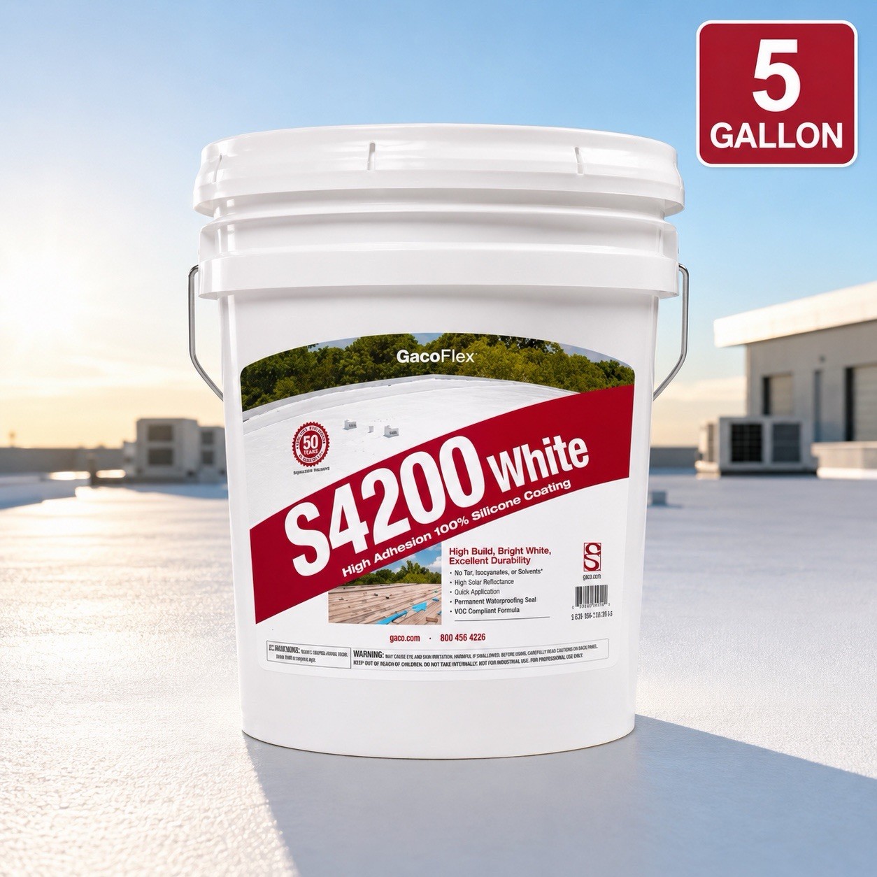GacoFlex S4200 White 5 Gallon High Adhesion 100% Silicone Roof Coating