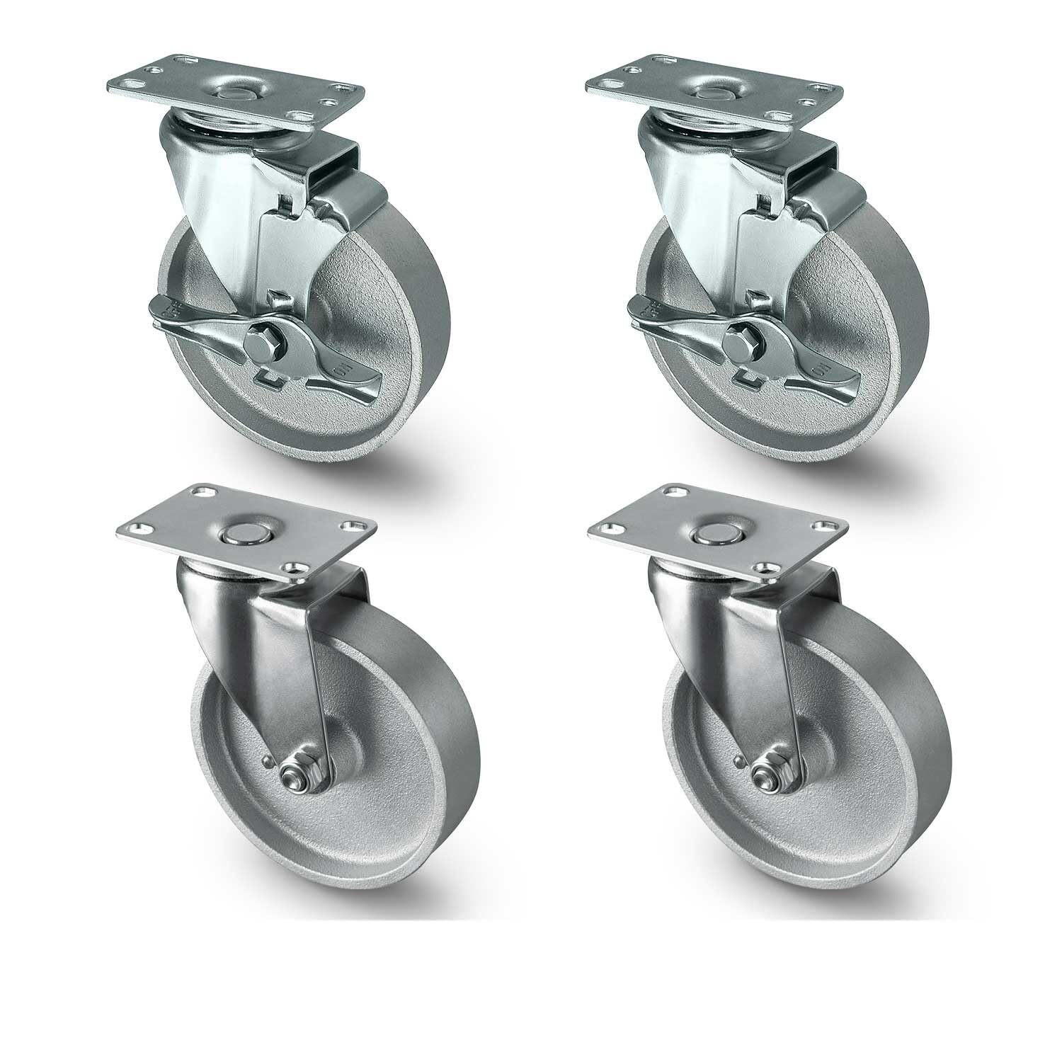 5 inch Industrial Casters- Semi Steel Cast Iron Swivel CastersCapacity500-2000LB