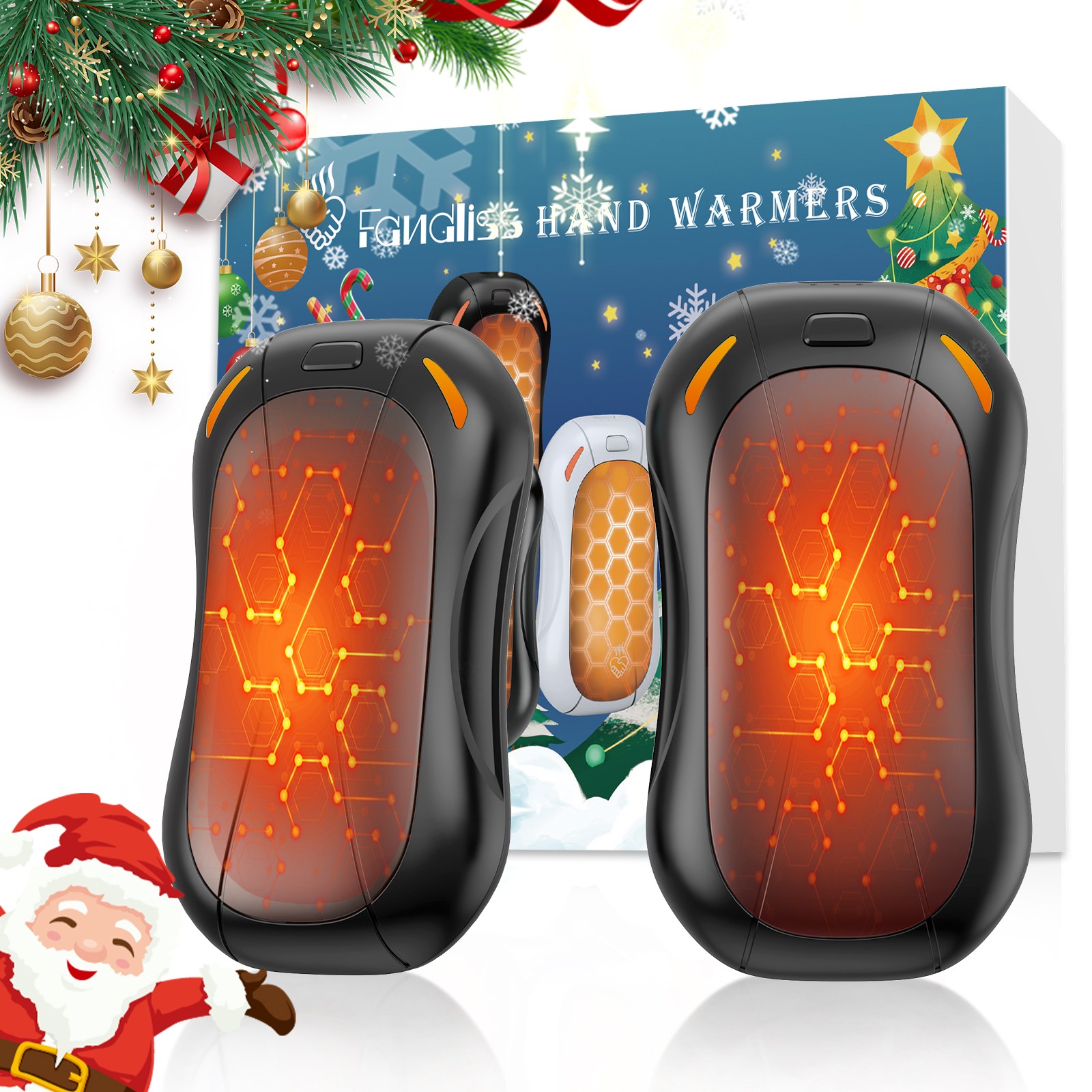 2 Pack Hand Warmers Rechargeable 6000mAh,Quick Heating Pocket Heater Hand Warmer