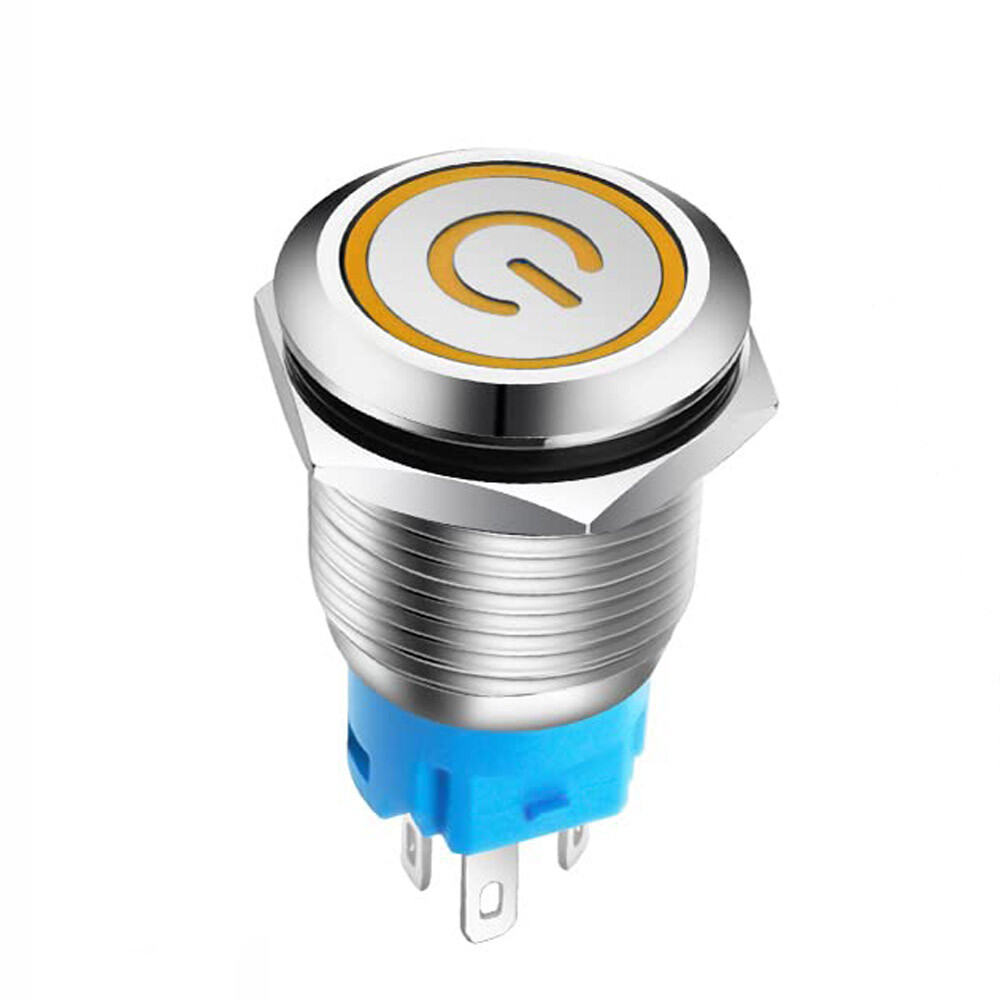 Latching Push Button Power Switch 16mm 12V LED ON OFF Waterproof Stainless Steel