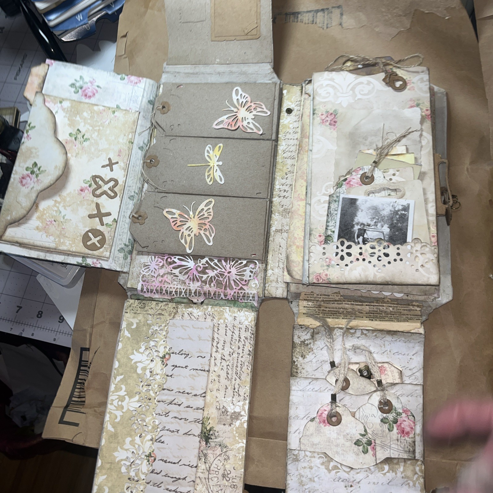 Handmade Junk Journal Folio Loaded with Flaps and Flips Working Lock And Keys
