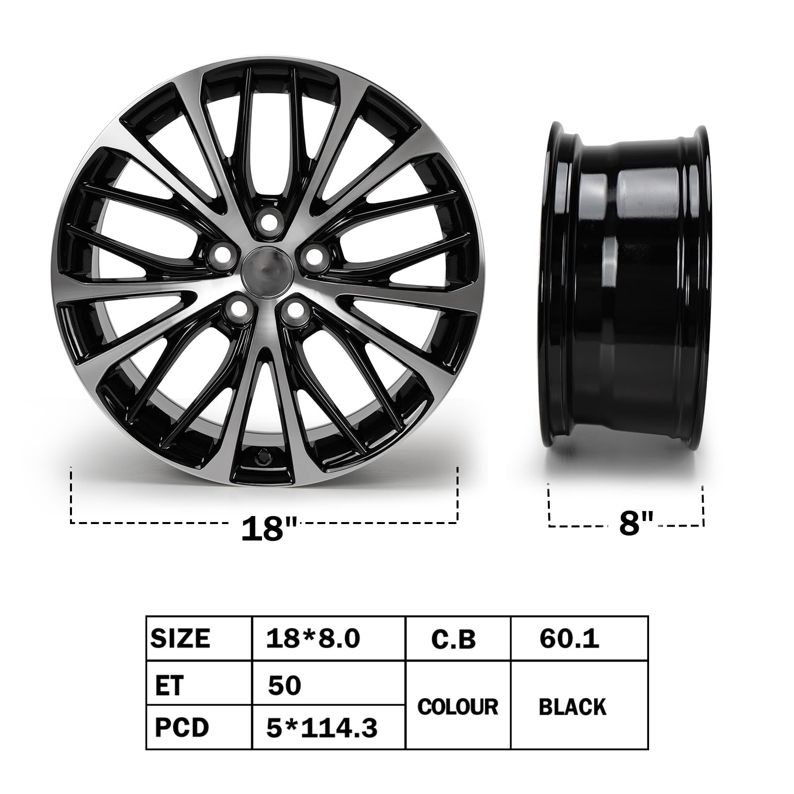 18in Alloy Wheel Rim 4 Pack Black OEM For Toyota Camry SE 2018-2020 18×8