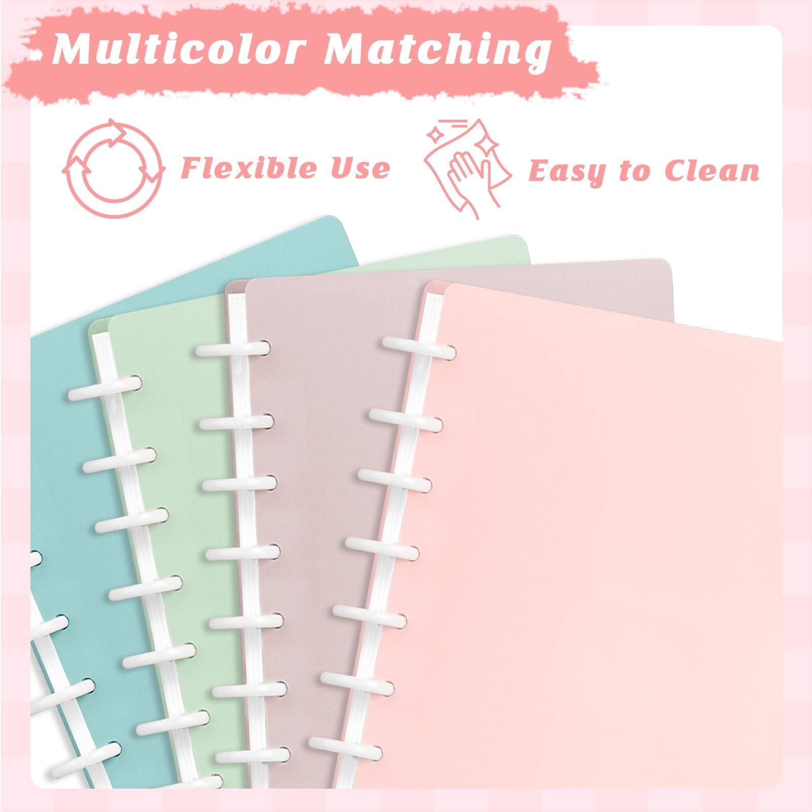 4 Set Junior Size Discbound Size, pink, flesh-colored, blue, green