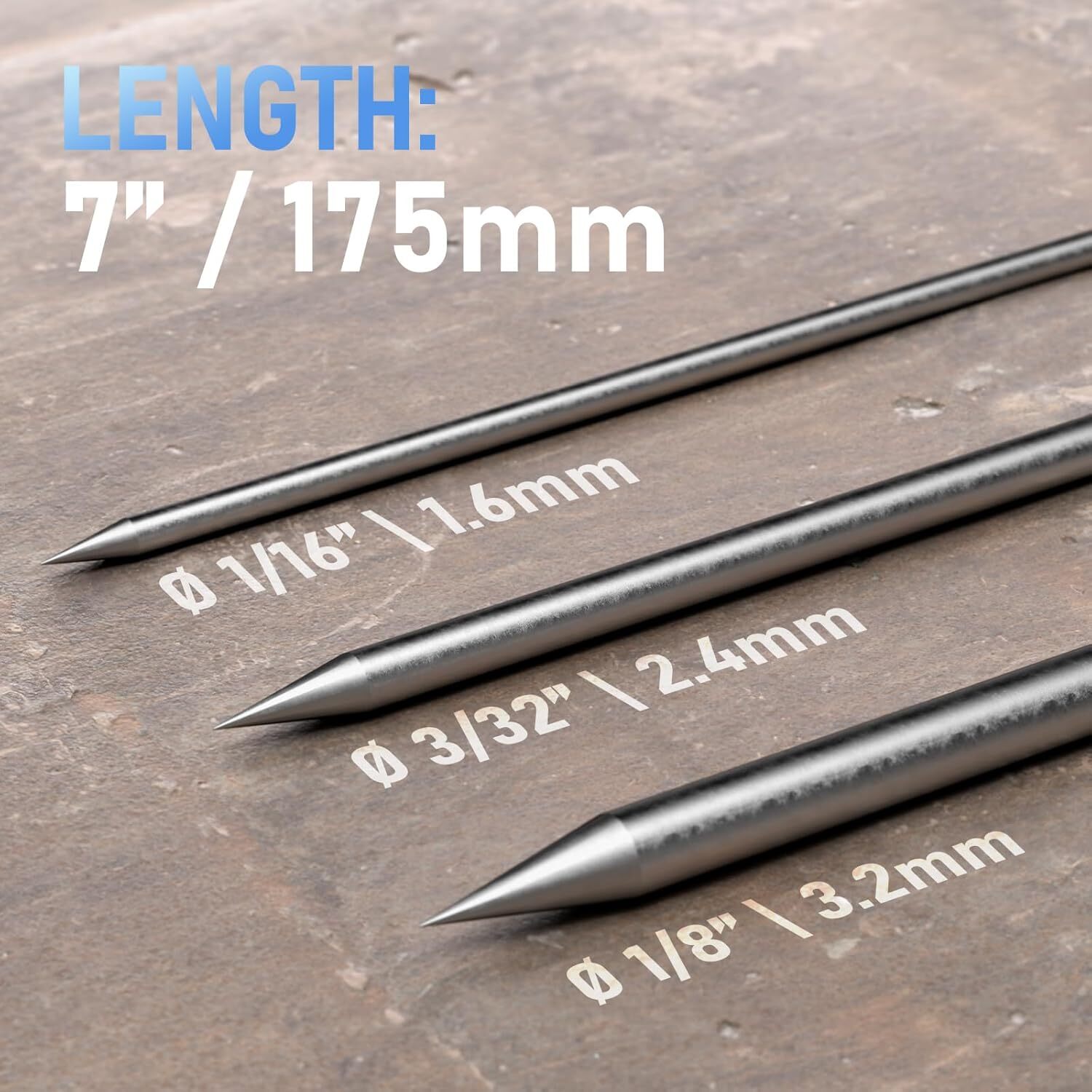 TIG Welding Tungsten Electrode 2% Lanthanated .040″-5/32″x7″(Blue, EWLa-2) 10-pk