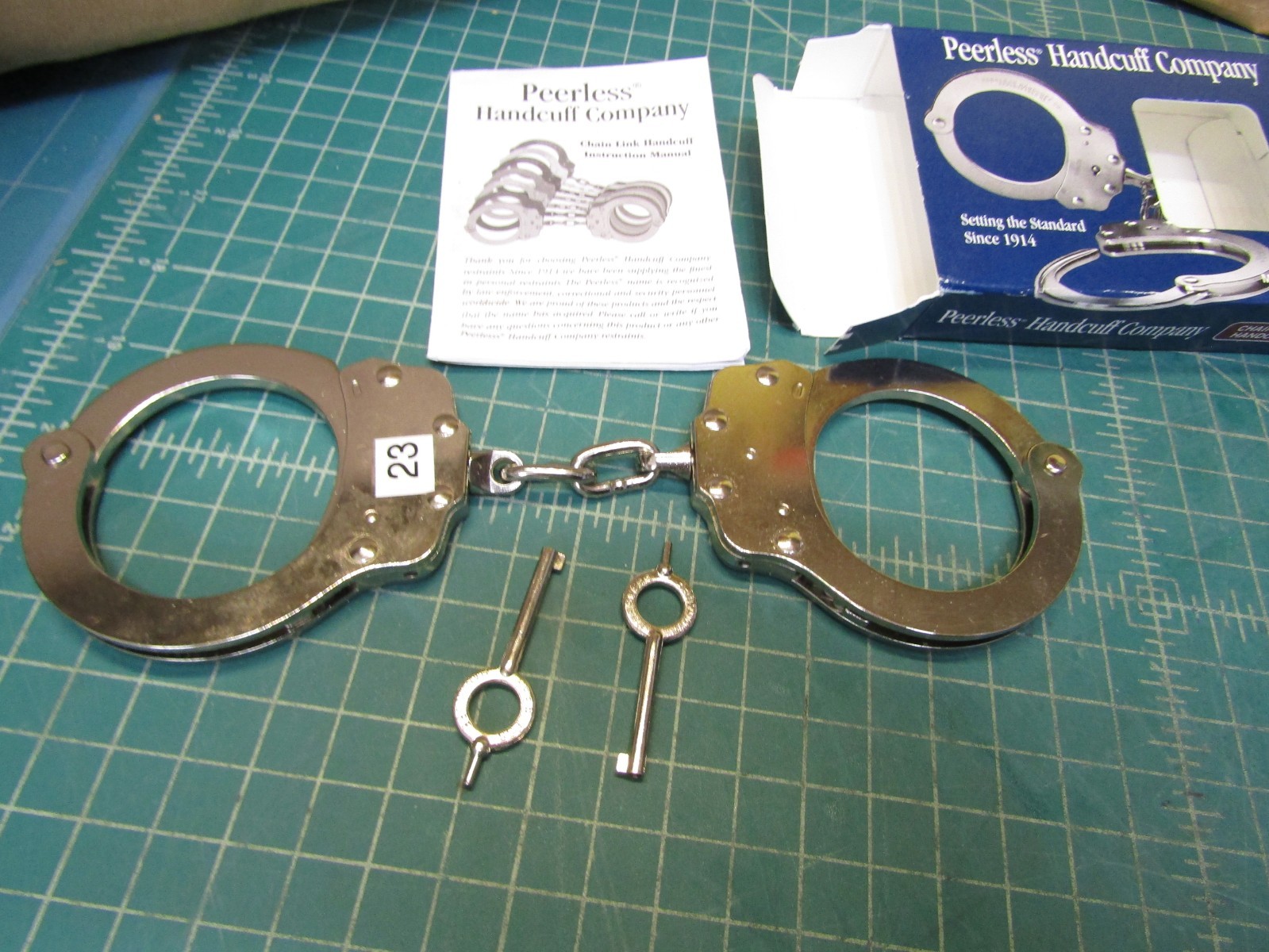 1 set – Peerless Model 700C Standard Nickel Handcuff (PEE4710) Cuffs NEW in Box