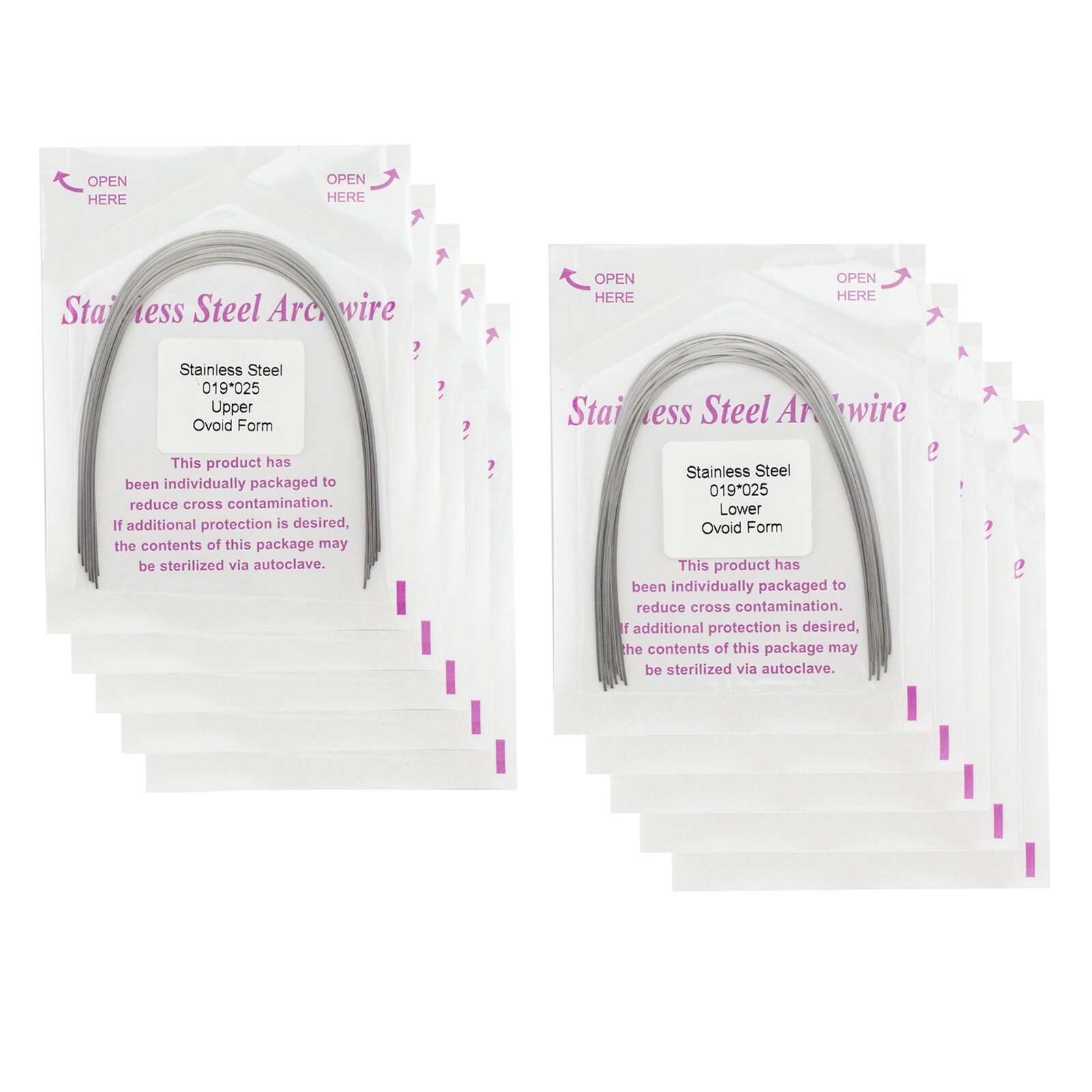 100pcs Dental Orthodontic Ovoid Form Arch Wire Stainless Steel Round Rectangular