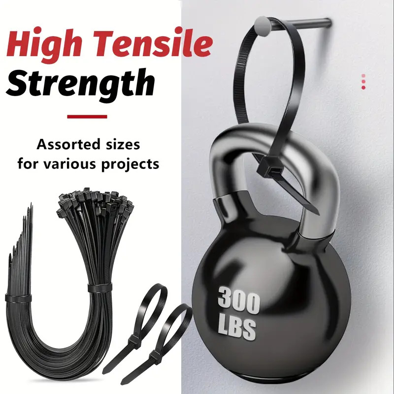 400pcs Cable Zip Ties Heavy Duty 18/14/12/8 In with 300 Pounds Tensile Strength