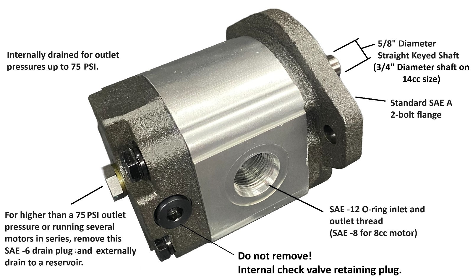 Hydraulic Gear Motor or Pump 8, 16, 20, 26cc/rev 2-18gpm high speed bi-direction
