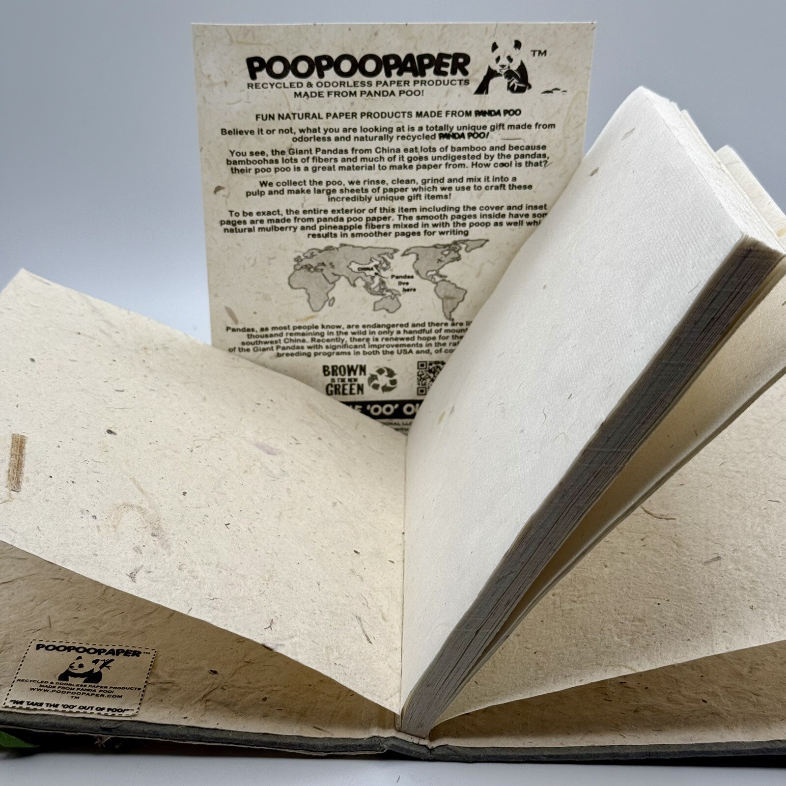 Panda PooPooPaper Journal /Recycled and Odorless Product Made From Panda Poo/30p